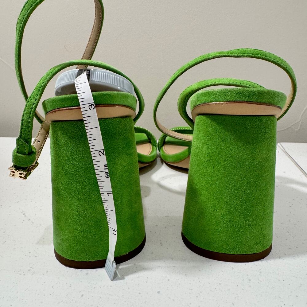 Sam Edelman Kia Block Heel Sandal 8.5 Apple Green Suede Square Toe Ankle Strap - Picture 10 of 16